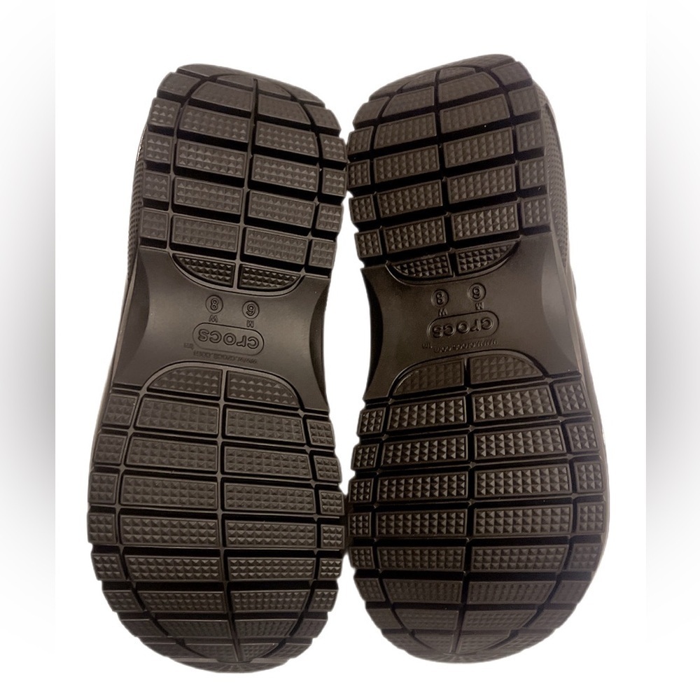 NIB Crocs Black Mega Crush Rubber Slip-on Open Toe trend logo Embossed Sandals 8 - Picture 6 of 6